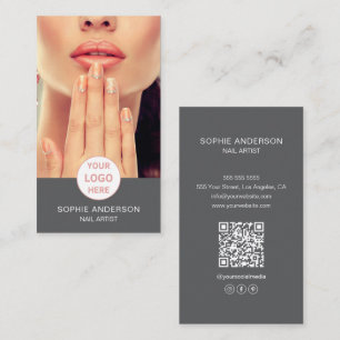 Nail Artist Anpassningsbar Logotyp Photo Grått Visitkort