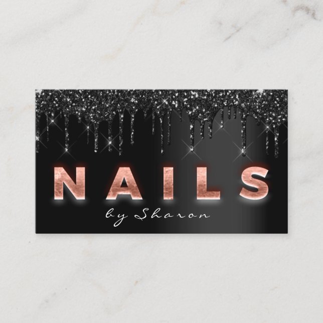 Nail Artist Black Drives 9 Slår Ro Script Vip Visitkort (Framsida)