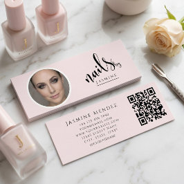 Nail Artist Blush Pink Professionell Foto Qr Mini Visitkort