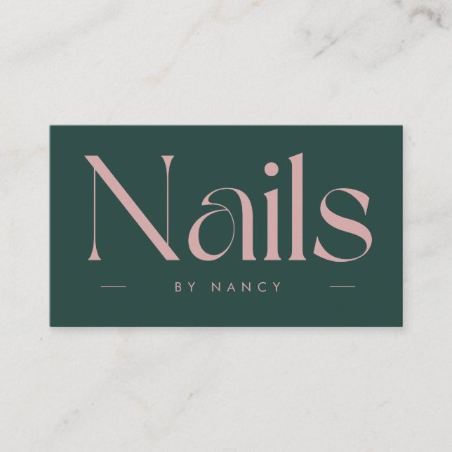 nail artist bold typography green and pink visitkort (Framsida)