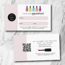 Nail Artist Client Appointment Card QR Code Logo Visitkort