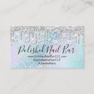 Nail Artist Drives Blue HoloGraphics Diamond Visitkort