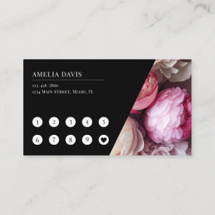 Nail Artist Elegant Blommigt Black Rosa Manicurist Lojalitetskort