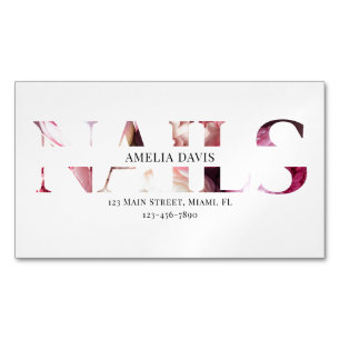 Nail Artist Elegant Blommigt White Rosa Manicurist Magnetiska Visitkort