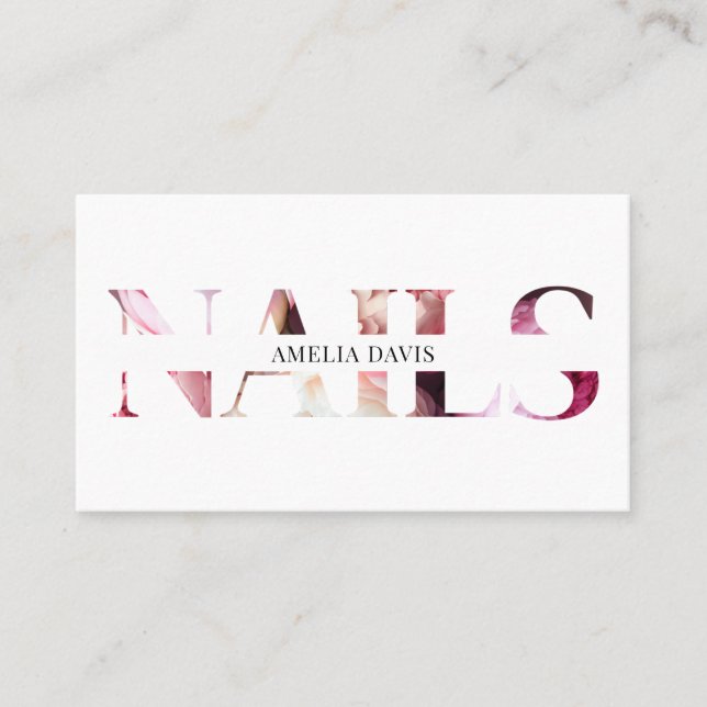 Nail Artist Elegant Blommigt White Rosa Manicurist Tidsbeställning Kort (Framsida)