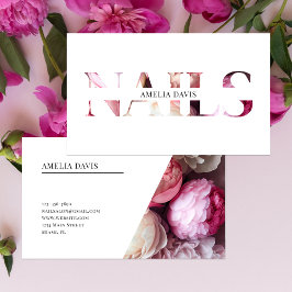 Nail Artist Elegant Blommigt White Rosa Manicurist Visitkort
