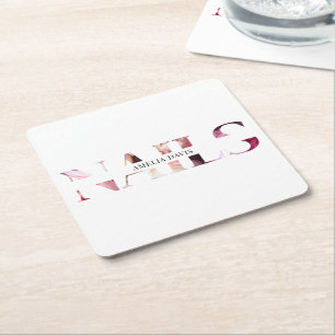 Nail Artist Elegant Modern White Rosa Manicurist Underlägg Papper Kvadrat