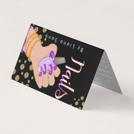 Nail Artist Glow Script Handritad Bokning Visitkort