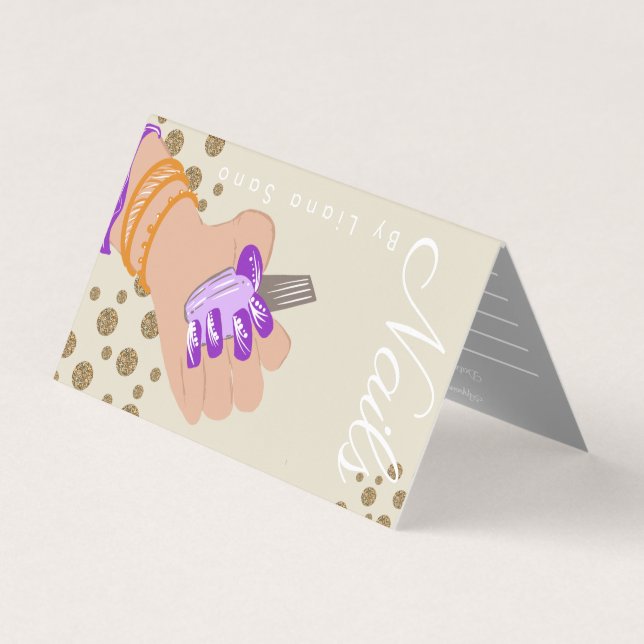 Nail Artist Glow Script Handritad Bokning Visitkort (Framsida)