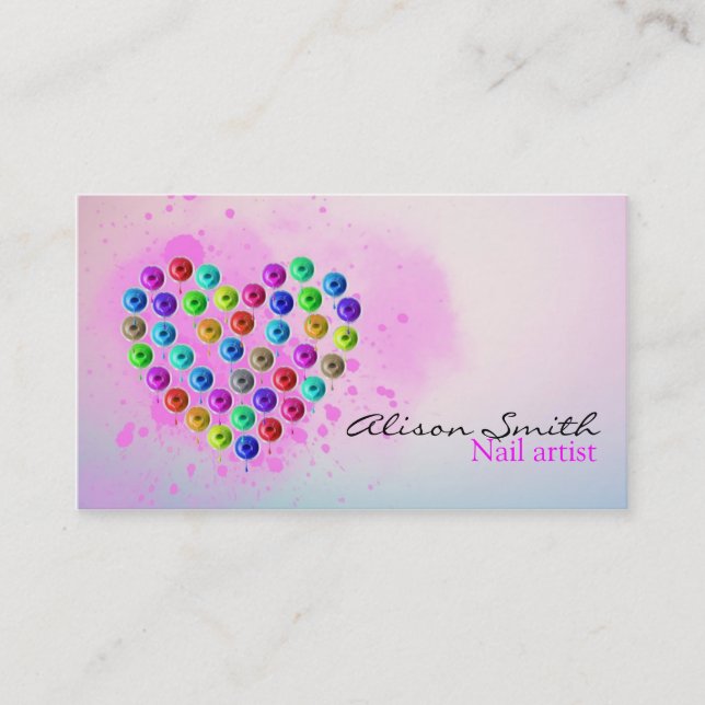 Nail Artist / Heart of Nail Polish Visitkort (Framsida)
