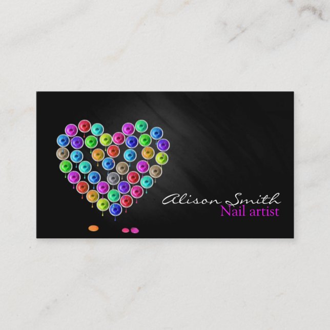 Nail Artist / Heart of Nail Polish Visitkort (Framsida)