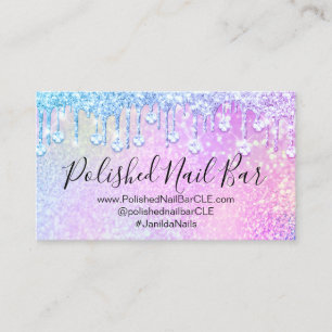 Nail Artist Holograph Diamond Silver Drives Rosa Visitkort