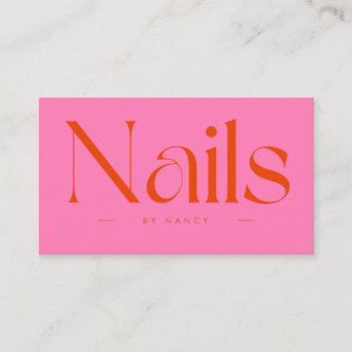 Nail Artist Hot Pink Red Typography  Visitkort