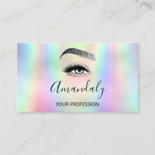 Nail Artist Lash Friseur Logotyp Hologramm Blau Visitkort