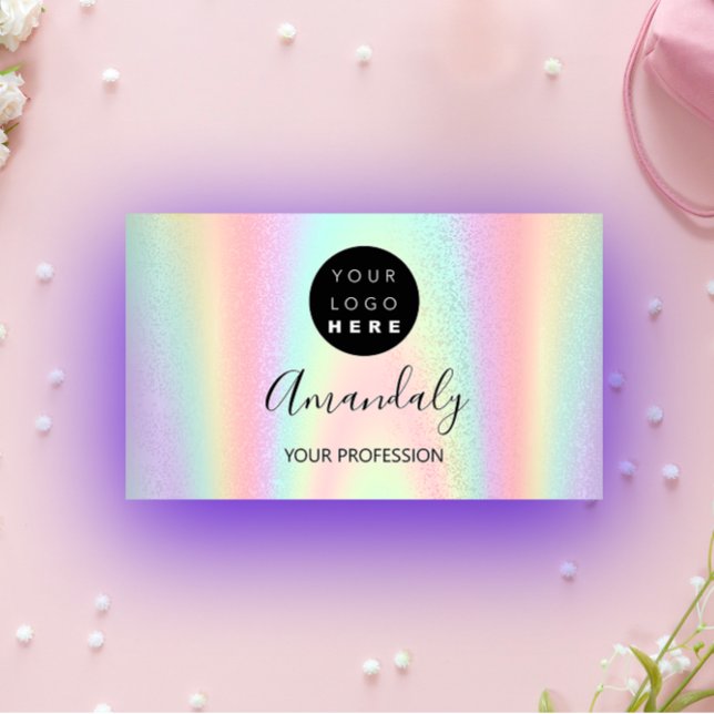 Nail Artist Lash Hairdresser Logotyp Holograph Visitkort (Nail Artist Lash Hairdresser Logo Holograph Business Card)