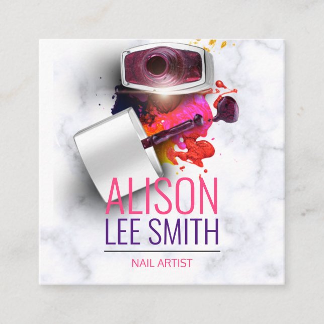 Nail Artist / Manicure Fyrkantigt Visitkort (Framsida)