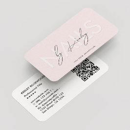 Nail Artist Manicurist Rosa White Monogram Modern Visitkort
