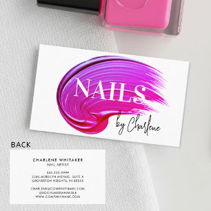 Nail Artist Modern Script Typography Rosa polska Visitkort