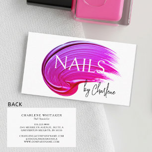 Nail Artist Modern Typography Rosa polska Visitkort