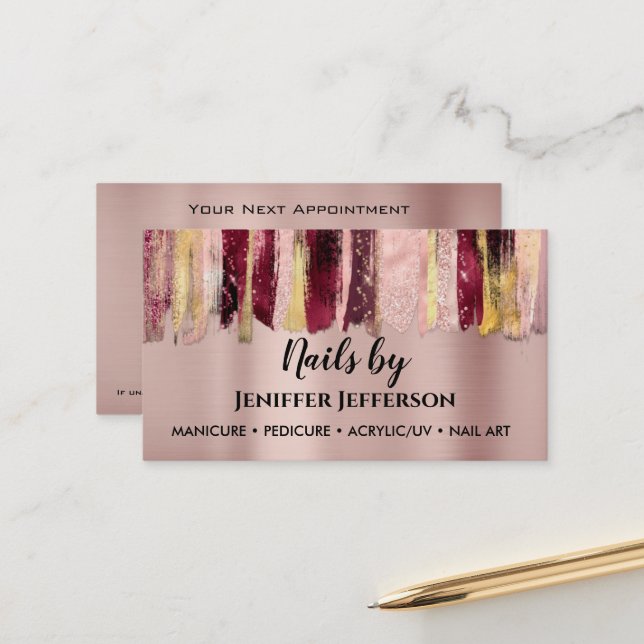 NAIL ARTIST möte Affärskort Tidsbeställning Kort (Fram/Back In Situ)