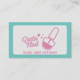 Nail Artist Nagel polsh flaska rosa och teal retro Visitkort