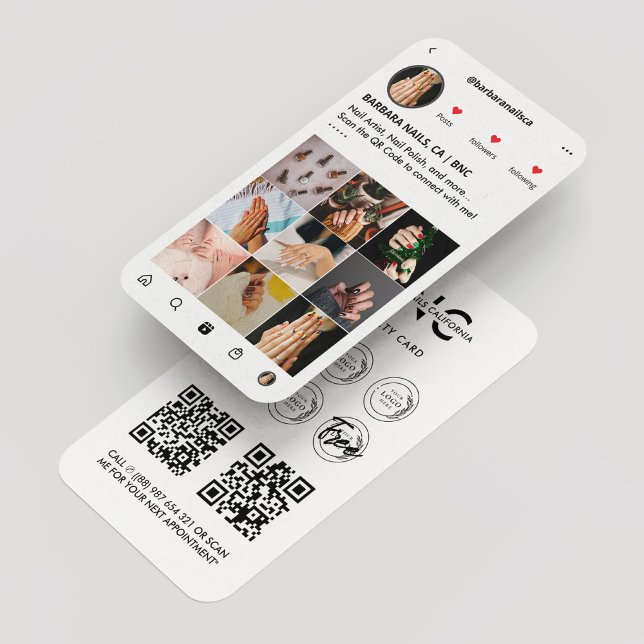 Nail Artist Nagel Tech Manicurist IG Loyalty White Visitkort (Skapare uppladdad)