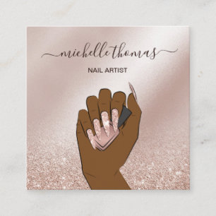 NAIL-artist namnteckning ro guld NAIL TECHNICIAN Fyrkantigt Visitkort