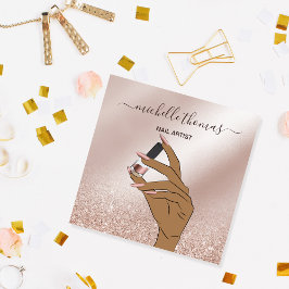 NAIL-artist namnteckning ro guld NAIL TECHNICIAN S Fyrkantigt Visitkort