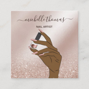 NAIL-artist namnteckning ro guld NAIL TECHNICIAN S Fyrkantigt Visitkort