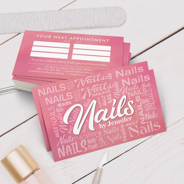 Nail Artist Ord Art - Gentle Pastel Ro Visitkort (Skapare uppladdad)