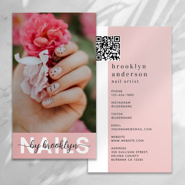 Nail Artist Photo QR-kod Visitkort (Skapare uppladdad)