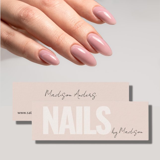 Nail Artist Salon Rosa Typography Mini Visitkort (Nail Artist Salon Pink Typography Mini Business Card)