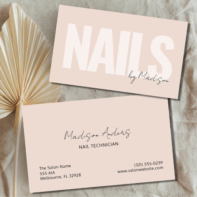 Nail Artist Salon Rosa Typography Visitkort (Nail Artist Salon Pink Typography Business Card)