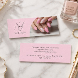Nail Artist Salong Skript Typografi Foto Mini Visitkort