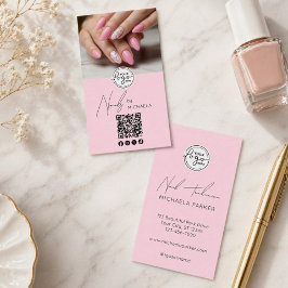 Nail Artist Script Typografi Logo QR-kod Foto Visitkort