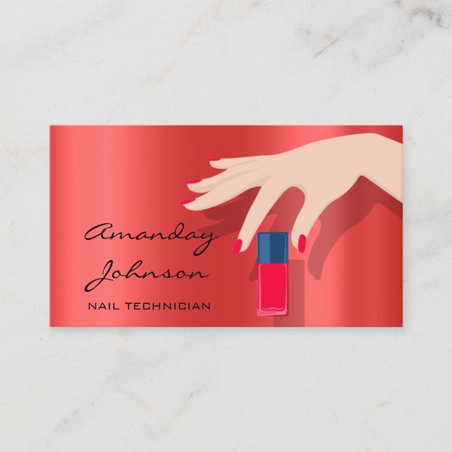 Nail Artist Studio Red Maniboypedicure Modern Visitkort (Framsida)