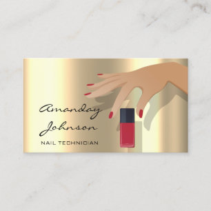 Nail Artist Studio Red ManicuURE Pedicure Guld Visitkort