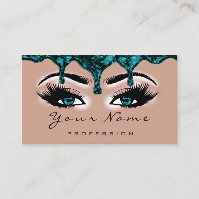 Nail Artist teal Drives Ro Lash Makeup Blue Ögon Visitkort (Framsida)