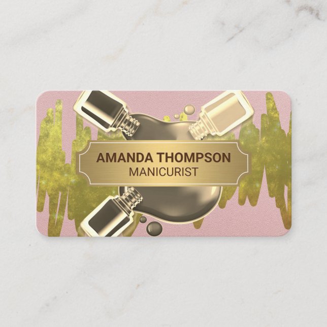 Nail Polish | Manicure | Gold Foil Tidsbeställning Kort (Framsida)