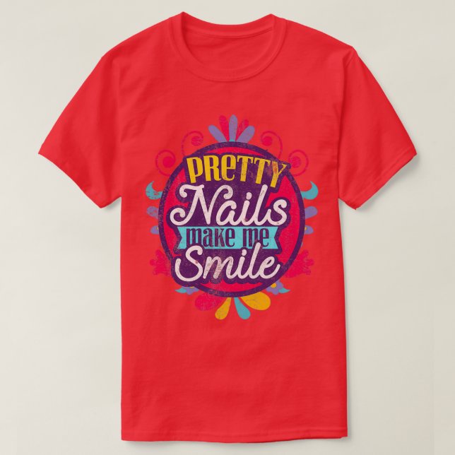 Nail Salon Beautician Nagel Designer T Shirt (Design framsida)
