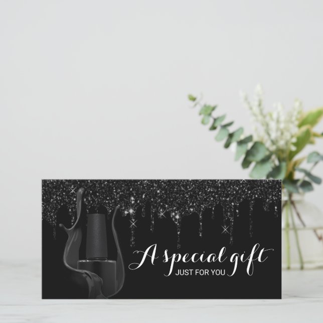 Nail Salon Black Glitter Drips Gift-certifikat (Stående Fram)