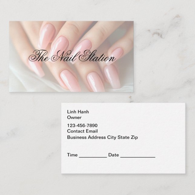 Nail Salon Classy Appointment Cards Visitkort (Fram/baksida)