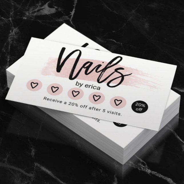 Nail Salon Cute  Rosa Manicurist Loyalty Lojalitetskort (Skapare uppladdad)