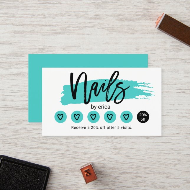 Nail Salon Cute Turcos Manicurist Loyalty Lojalitetskort (Fram/Back In Situ)