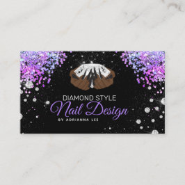 Nail Salon Diamond Lila Glitter Manicurist Shop Visitkort