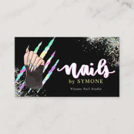 Nail Salon fet holograf din Logotyp Visitkort