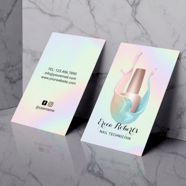 Nail Salon Flaska Pastel Unicorn Stänk Visitkort (Skapare uppladdad)
