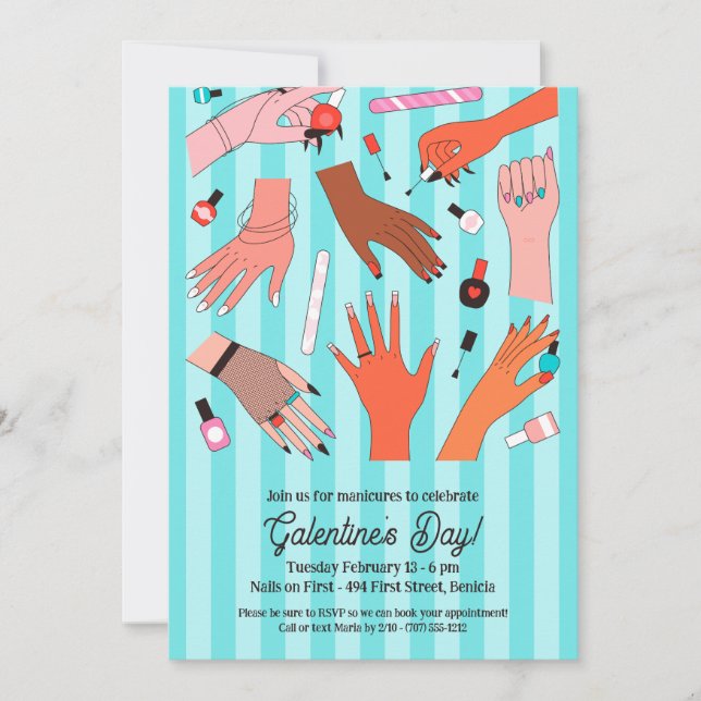 Nail Salon Galentins dag Inbjudningar (Framsida)