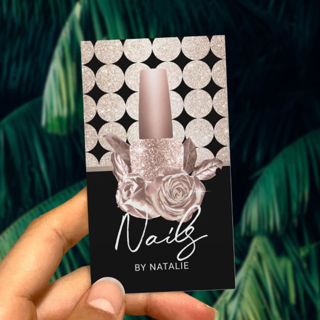 Nail Salon Geometric Guld polsk blomstermedicin Visitkort (Skapare uppladdad)