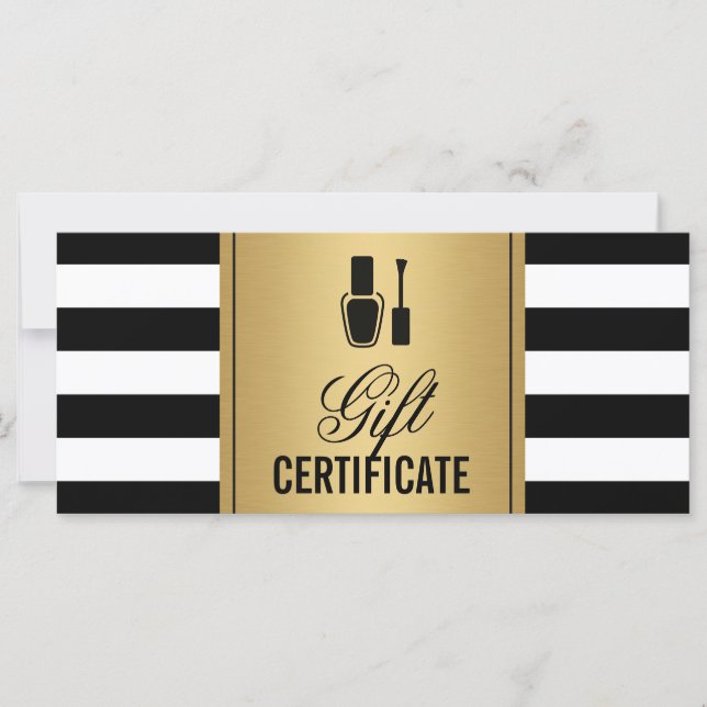 Nail Salon Gift Certificate Guld B&W Rand (Framsida)